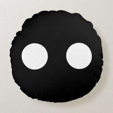 Black White Eyes Funny Cute Face Trendy Round Pillow