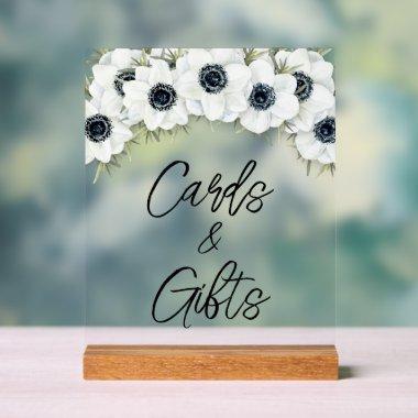 Black White Floral  and Gifts Acrylic Sign