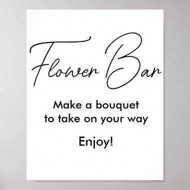 Black White Flower Bar Bridal Shower Poster