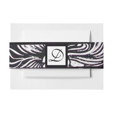 Black White Flowers and Shamrocks Floral Monogram  Belly Band