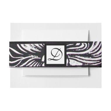 Black White Flowers and Shamrocks Floral Monogram Invitations Belly Band