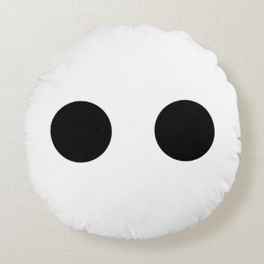 Black White Funny Cute Face Eyes Artsy Modern Round Pillow