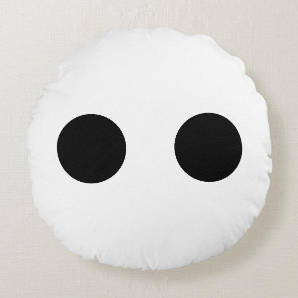 Black White Funny Cute Face Eyes Stylish Trendy Round Pillow
