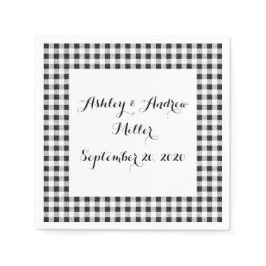 Black White Gingham Pattern Napkins