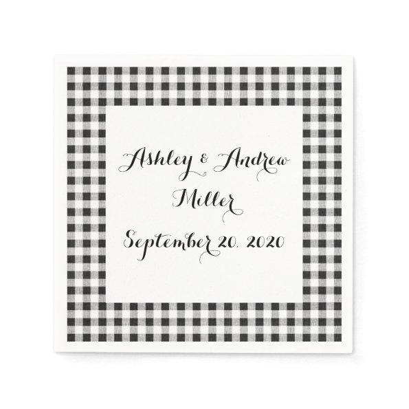 Black White Gingham Pattern Napkins