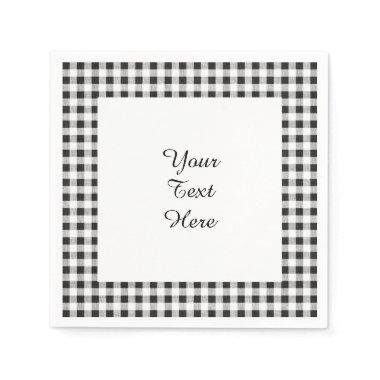 Black White Gingham Pattern Paper Napkins
