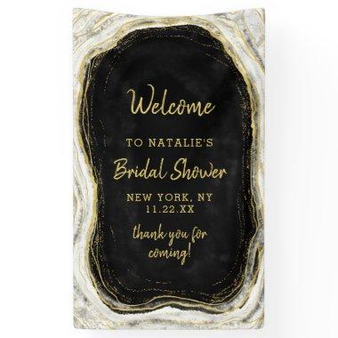 Black White & Gold Geode  Welcome Banner