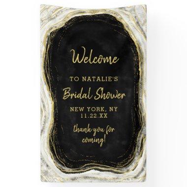 Black White & Gold Geode Bridal Shower Welcome Banner