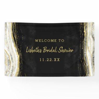 Black White & Gold Geode Bridal Shower Welcome Banner