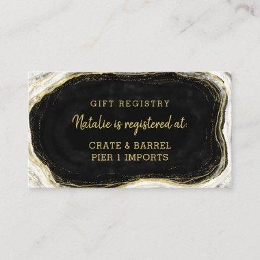 Black White & Gold Geode Shower Gift Registry Enclosure Invitations