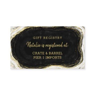 Black White & Gold Geode Shower Gift Registry Enclosure Invitations