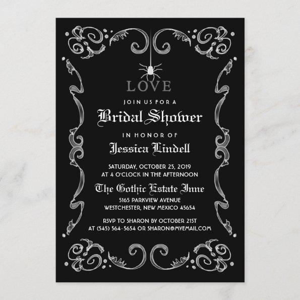 Black White Halloween Wedding Gothic Bridal Shower Invitations