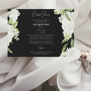 Black White Hydrangeas Bridal Shower II Invitations