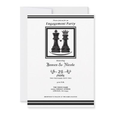 Black White King & Queen Chess Engagement Party