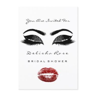 Black White Kiss Makeup Bridal Shower Red Invitations