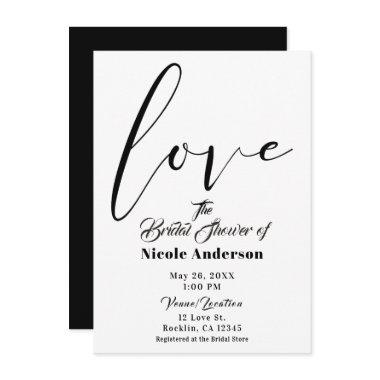 Black & White LOVE Modern Script Wedding