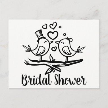 Black White Lovebirds Bridal Shower Invitation PostInvitations