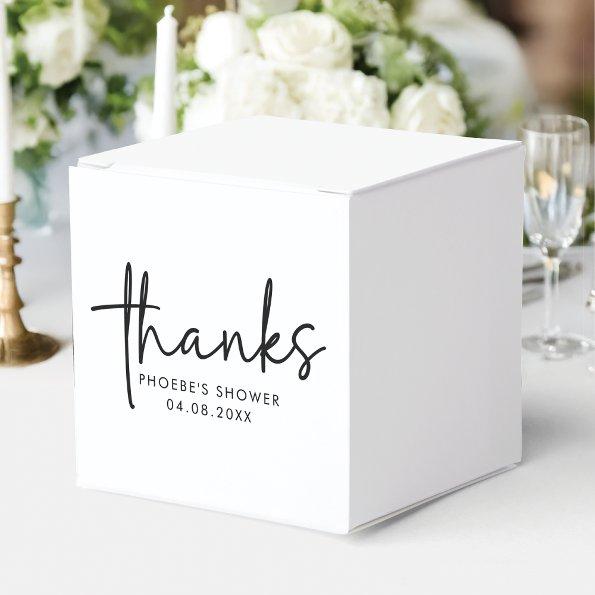 Black & White Minimal Script  Square Favor Boxes