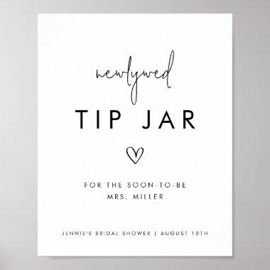 Black & White Minimalist Newlywed Tip Jar Poster