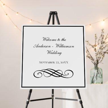 Black White Minimalist Script Wedding Welcome Foam Board