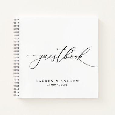 Black & White Minimalist Wedding Guestbook Notebook