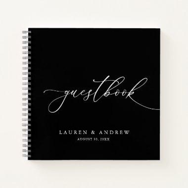 Black & White Minimalist Wedding Guestbook Notebook