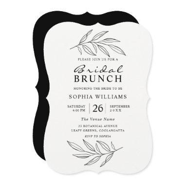 Black & White Modern Fine Art Bridal Shower Brunch Invitations