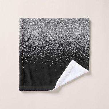 Black White Modern Script Girly Monogram Name Wash Cloth