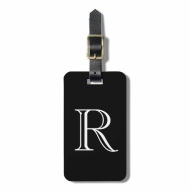 Black White Monogram Initials Custom Name Gift Luggage Tag