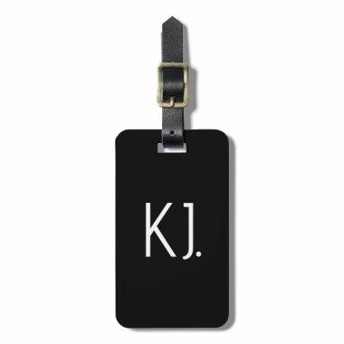Black White Monogram Initials Gift Favor Name Luggage Tag