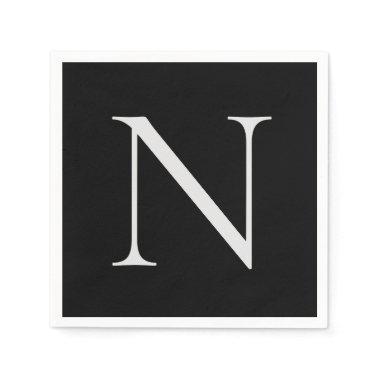 Black White Monogram Initials Name Customized Napkins