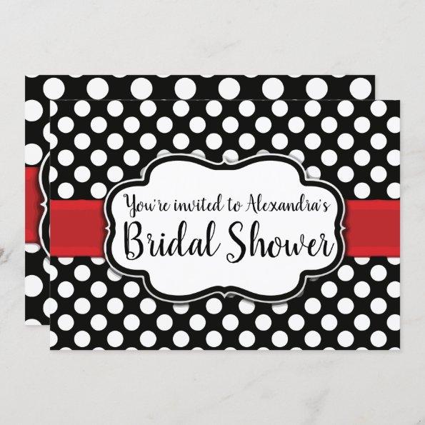 Black White Polka Dot Retro Pinup Bridal Shower Invitations