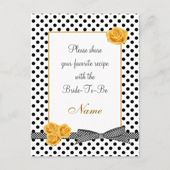 Black white polka dot rose Recipe Invitations PostInvitations