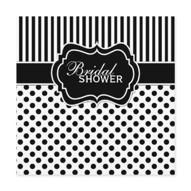 Black, White Polka Dot Stripe  Invite