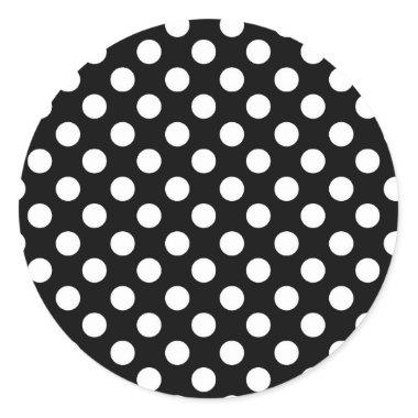 Black & White Polka Dots Birthday Party Classic Round Sticker