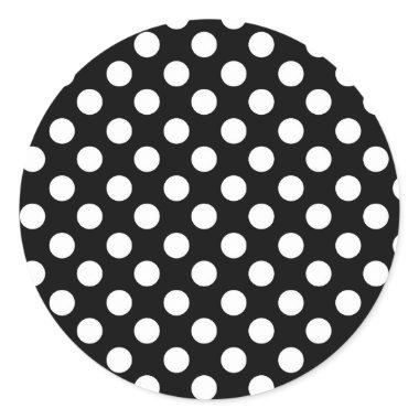 Black & White Polka Dots Birthday Party Classic Round Sticker