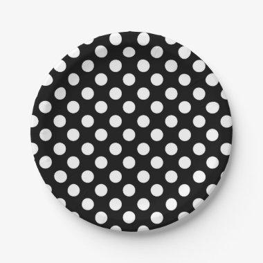 Black & White Polka Dots Birthday Party Paper Plates