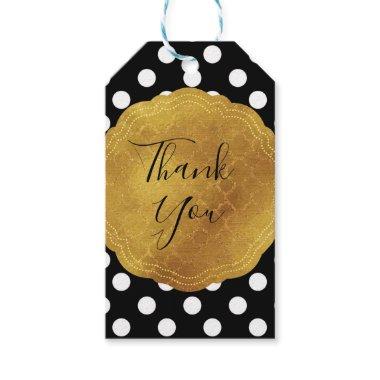 Black & White Polka Dots Gold Glam Party Gift Tags