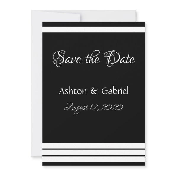 Black & White Pretty Script Wedding Save The Date