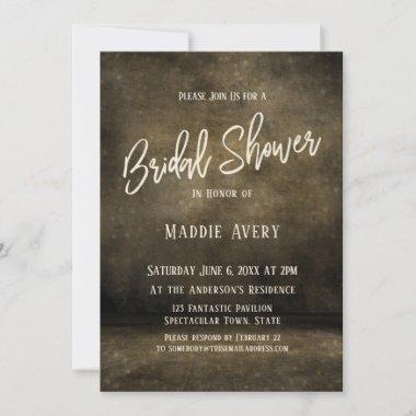 Black White Simple Bridal Shower Script Typography Invitations