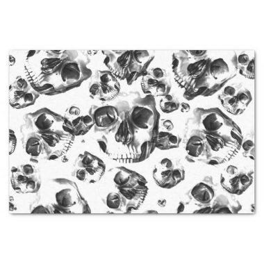 Black & White Skulls Skeleton Skull Art Pattern Tissue Paper