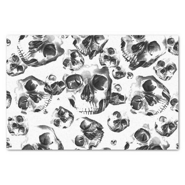 Black & White Skulls Skeleton Skull Art Pattern Tissue Paper
