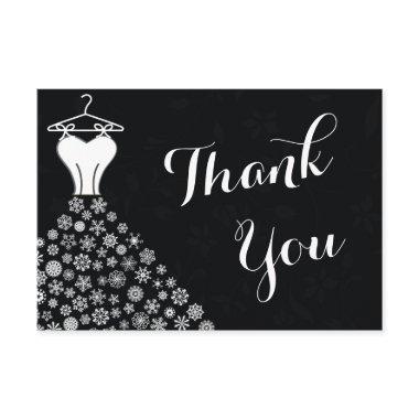 Black White Snowflakes Wedding Dress Thank You