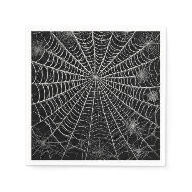 Black & White Spiderwebs Spider Web Halloween Napkins