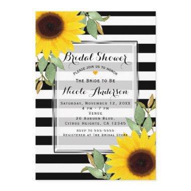 Black White Stripes Corner Sunflowers Floral Chic