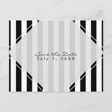 Black & White Stripes Modern Chic Save the Date Announcement PostInvitations