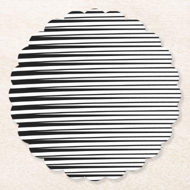 Black White Stripes Ombre Pattern Abstract Stylish Paper Coaster