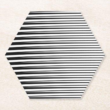 Black White Stripes Ombre Patterns Abstract Classy Paper Coaster