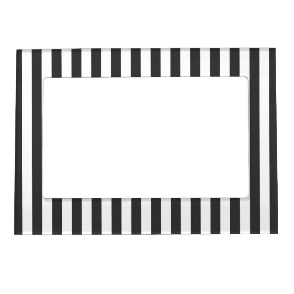 Black & White Stripes Refridgerator Magnet Frame