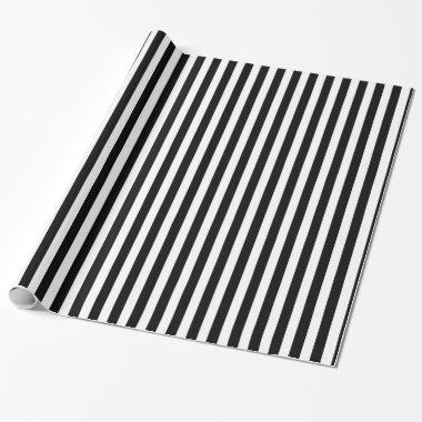 Black White Stripes Striped Chic Wedding Wrapping Paper